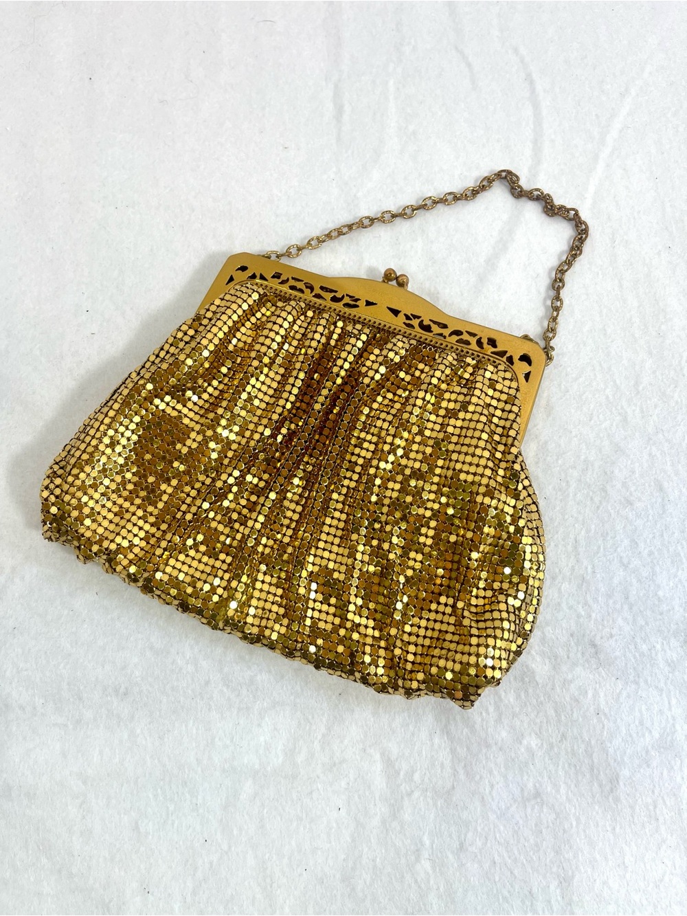 Whiting & Davis Gold Mesh Evening Clutch with Chain
